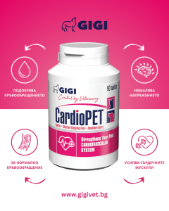 GIGI Cardio Pet- добавка за сърце за кучета и котки с таурин, сибирски женшен, глог и коензим Q10